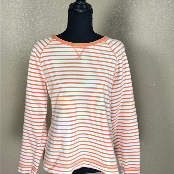 Orvis Tops - Orvis Women’s Orange & White Striped Cotton Top | Size Large